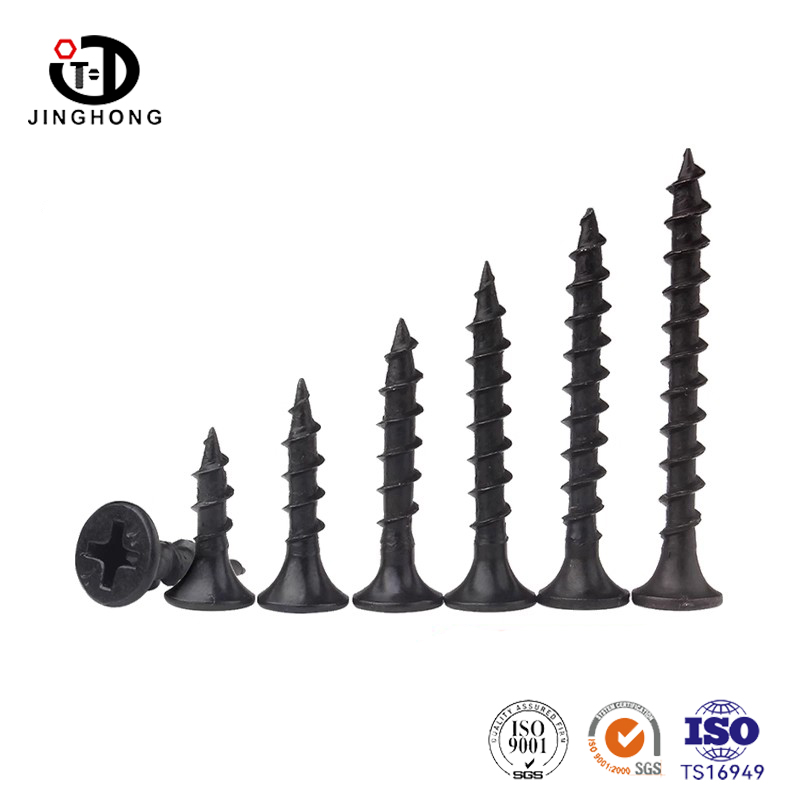 Mustat uppokantaiset Sheetrock-ruuvit